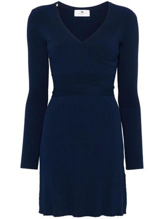 パーティードレス ELISABETTA FRANCHI Crepe dress with contrasting belt Elisabetta Franchi stretch crêpe dress with fringes and bows