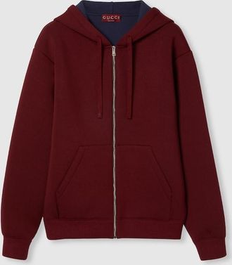 Gucci Double Cotton Viscose Jersey Zip Jacket, Size XXXL, Red, Ready-to-wear