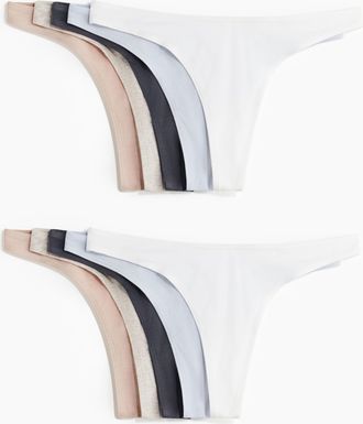 H&M 10er-Pack Baumwolltangas - Hellbeigemeliert/Mattrosa