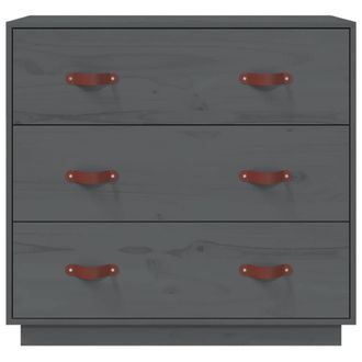 Berkfield Home Sideboard Grey 80x40x75 cm Solid Wood Pine | Size: 80 x 40 x 75 cm