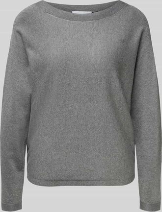 Comma Strickpullover aus Viskose-Mix mit U-Boot-Ausschnitt in Anthrazit, Größe 34