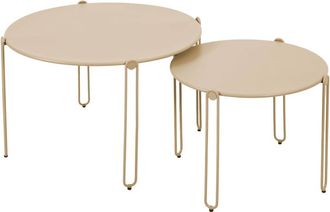 Oviala Juego de 2 mesas de centro nido para jard&iacute;n en color crema