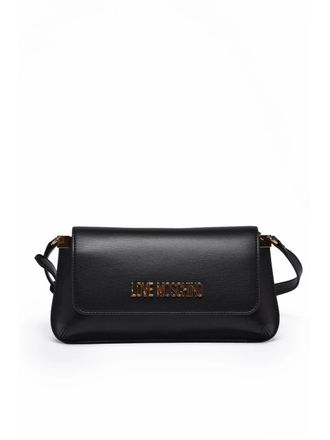 Love Moschino Black Polyurethane Clip Shoulder Bag