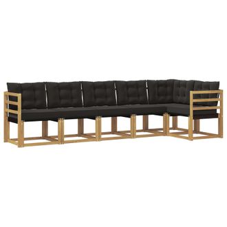 vidaXL Conjunto De Sof&aacute;s De Exterior Con Coj&iacute;n 6 Pcs Blanco Y Negro Vidaxl
