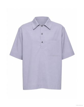 Hev&ograve; Light Grey Short Sleeve Cotton Overshirt