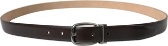 Dolce & Gabbana Mens Dark Brown Leather Silver Metal Buckle Belt