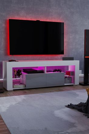 Home Discount Vida Designs Luna 2 Drawer LED TV Unit Storage Home Entertainment Living Room Bedroom Furniture 450 x 1300 x 350 mm