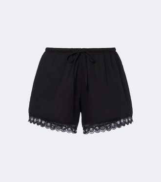 Poss&eacute; Marilyn lace-trimmed cotton shorts