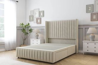Sloomy Marlborough Plush Divan Base 2 Drawers 54 Headboard 12Footboard in Cream | Size: Double