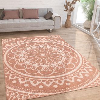 Paco Home Paco Home - Alfombra Salon De Habitacion Cocina Exterior Terraza Jardin Oriental Marroqui 160x220 Cm, Albaricoque