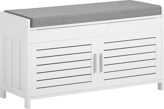 SoBuy Banco Zapatero Con 2 Puertas Banco De Almacenamianto Con Coj&iacute;n Acolchado De Asiento 90 X 30 X 46 Cm Fsr102-w Sobuy Es