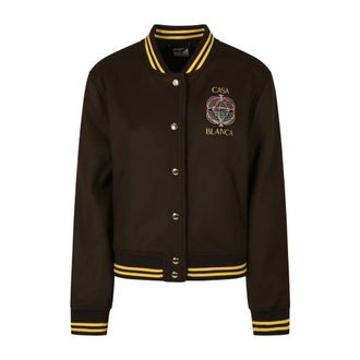 Casablanca Giacca Varsity in Lana e Pelle Celestial Pyramid - - Jackets - Donna - Marrone - S