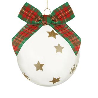 KASANOVA Pallina Natale 10 cm fiocco tartan verde