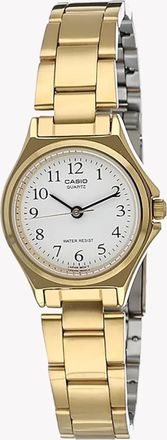 Casio Womens White Dial Analog Watch with Gold Bracelet - LTP-1130N-7B