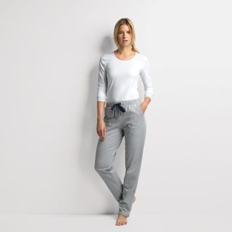 Isa Homewearhose ISA BODYWEAR 718503, Damen, Gr. XL, N-Gr, grau (0029 grau, melange), Single Jersey, Obermaterial: 100% Baumwolle, unifarben, bequem lang,