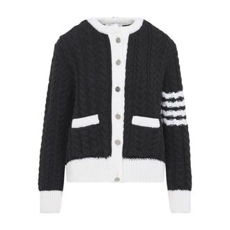 Thom Browne Cardigan Aran 4 Barre - - Knitwear - Donna - Multicolore - S