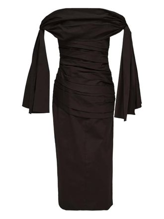 Carolina Herrera ruched off-shoulder dress - women - Polyurethane/Cotton - 2 - Black