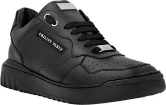 Philipp Plein Nappa Leather Low Top Sneakers Lettering - Dames - Sneakers - Zwart - 38 EU - Leer - Schoenen