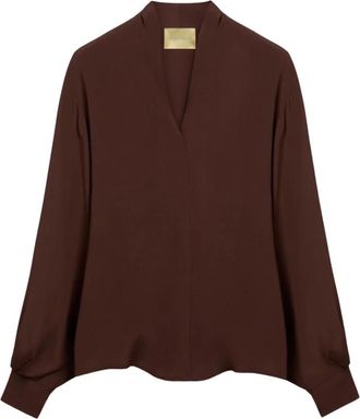 Momoni Margaret Blouse - Dames - Blouses - Bruin - M - Overhemden