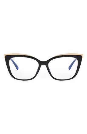 Fifth and Ninth Jami 53mm Cat Eye Blue Light Blocking Glasses in Black at Nordstrom