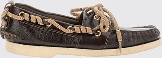 Golden Goose Mocassini da barca in pelle marrone con vaschetta in rilievo