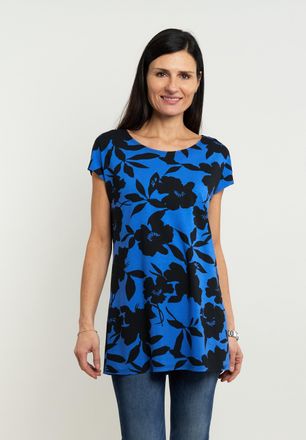 Seidel Moden T-Shirt SEIDEL MODEN, Damen, Gr. 36, blau (blau,65), Jersey, Obermaterial: 96% Viskose, 4% Elasthan, bedruckt, regular fit Po-bedeckend, Rundhals, Shi