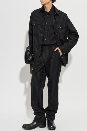 Versace Cotton Shirt With Pockets, Mens, Black
