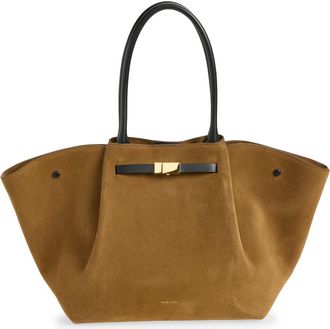 DeMellier The New York East/West Raffia Tote in Tobacco/black at Nordstrom