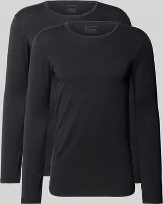 Schiesser Longsleeve mit geripptem Rundhalsausschnitt in Black, Gr&ouml;&szlig;e XXL