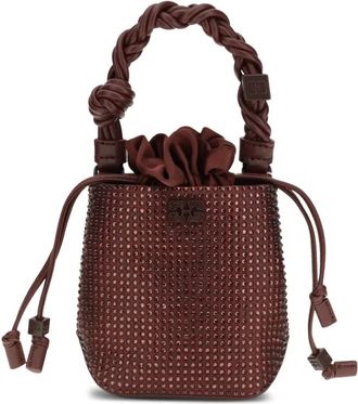 Ganni mini Bou embellished bucket bag - Rood