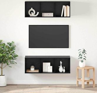 vidaXL Vidaxl - Mobiletti tv a parete 2 pcs Rovere nero 37 x 37 x 107 cm