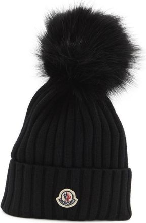 Moncler Black Pom Pom Beanie Hat
