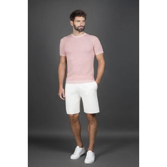 Moorer MenS Light Pink Short Sleeve Sweater, Size 48
