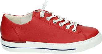Paul Green Sportieve Lage Rode Leren Sneakers - Dames - Sneakers - Rood - 40 1/2 EU - Schoenen