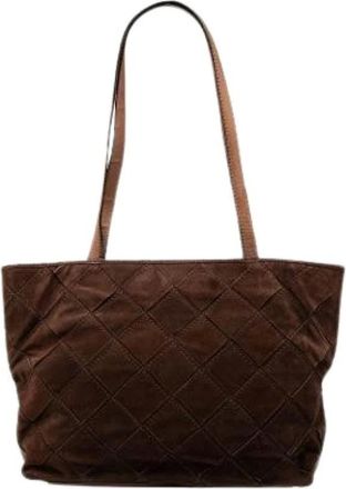Bottega Veneta Pre-owned Tote Bags, female, Brown, Size: ONE SIZE Pre-owned Suede Tote