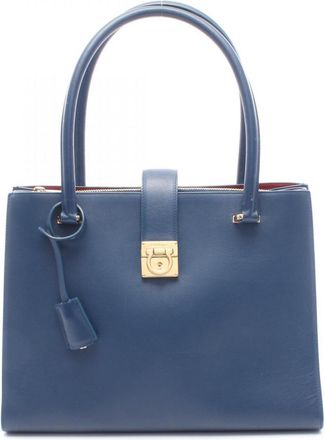 Ferragamo Blue Leather Handbag Tote Bag (Pre-Owned)