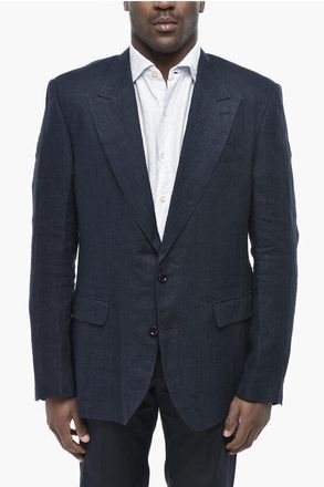 Dolce & Gabbana Two-Button Linen Blazer with Peak Lapel size 54