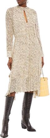 Chlo&eacute; Tie-neck printed silk-georgette midi dress Size S