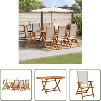 vidaXL vidaXL Set da pranzo da esterno - Set Pranzo da Giardino 9pz Legno Massello di Acacia e Textilene