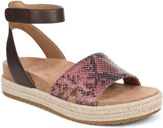 Vionic Yucca Platform Ankle Strap Sandal in Merlot Snake at Nordstrom, Size 6.5