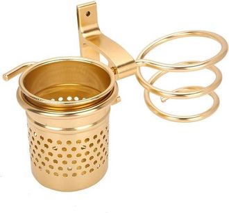 No Brand Soporte Para Secador De Pelo Con Estante - Montaje En Pared - Dorado - Tornillos De Montaje - Accesorio De Ba&ntilde;o - Plancha Para El Cabello - Estante De