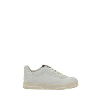 Gucci Logo Print Leather Trainers with Perforated Toe - male - Gucci - Sneakers - White - 7 UK - Shoes