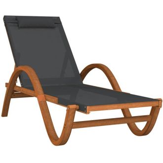 vidaXL Tumbona Con Coj&iacute;n Textilene Gris Y Madera Maciza De &Aacute;lamo Vidaxl