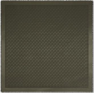 Gucci Silk Wool Horsebit Jacquard Shawl, Green, Wool