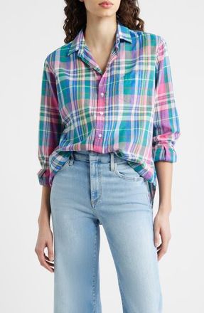 Frank & Eileen Eileen Relaxed Button-Up Shirt in Green/purple/orange/blue at Nordstrom, Size Xx-Small