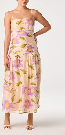 ASTR the Label Ava Floral Drop Waist Midi Dress in Purple Floral at Nordstrom, Size X-Small