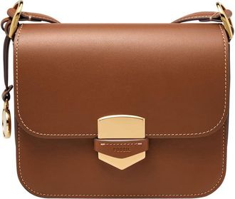 Fossil womens bag Lennox, smooth cowhide flap crossbody, brown, l: 20.3 cm, w: 5.7 cm, h: 17.1 cm, ZB1924200