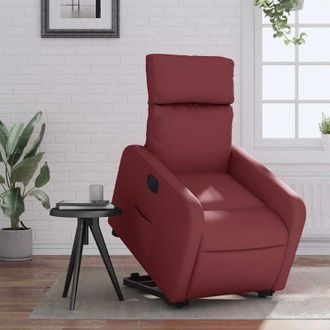 vidaXL Vidaxl - Sill&oacute;n Elevable El&eacute;ctrico Cuero Artificial Rojo Tinto