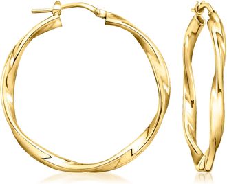Ross-Simons Italian 18kt Gold Over Sterling Twisted Hoop Earrings