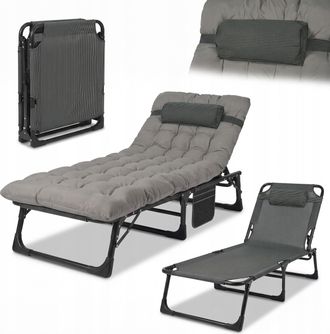 OEM Tumbona Plegable Premium Para Jard&iacute;n O Camping Con Colch&oacute;n Y Reposacabezas